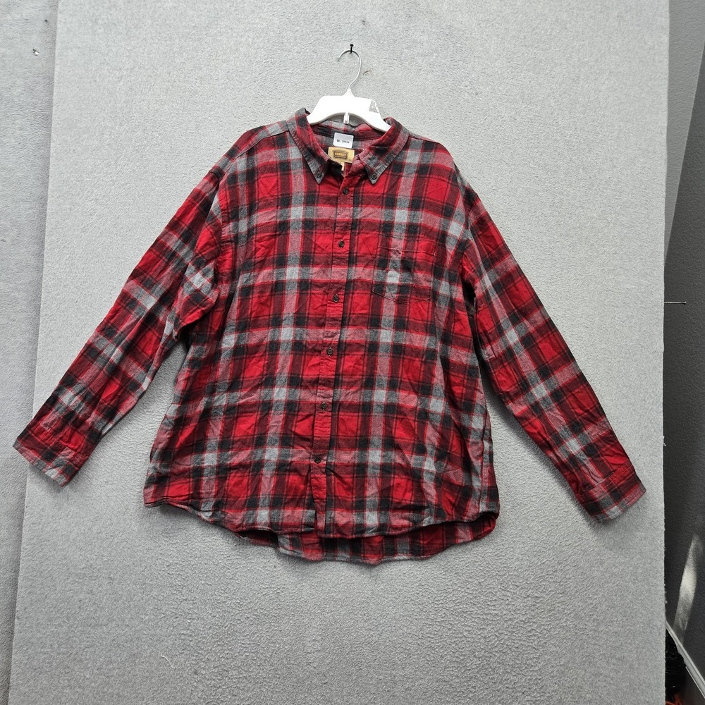 The Foundry Supply Co. Men Button Up Shirt 2XL Red Plaid Flannel NWT